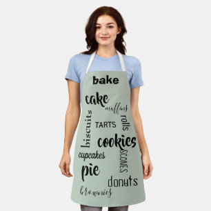 Baked Goods Words Sage Green Kitchen Apron