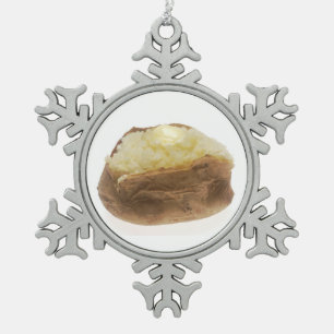 Baked Potato Snowflake Pewter Christmas Ornament