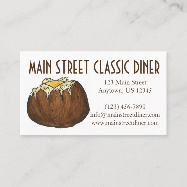 Baked Potato w/ Butter Food Restaurant Chef Diner Business Card (Front)