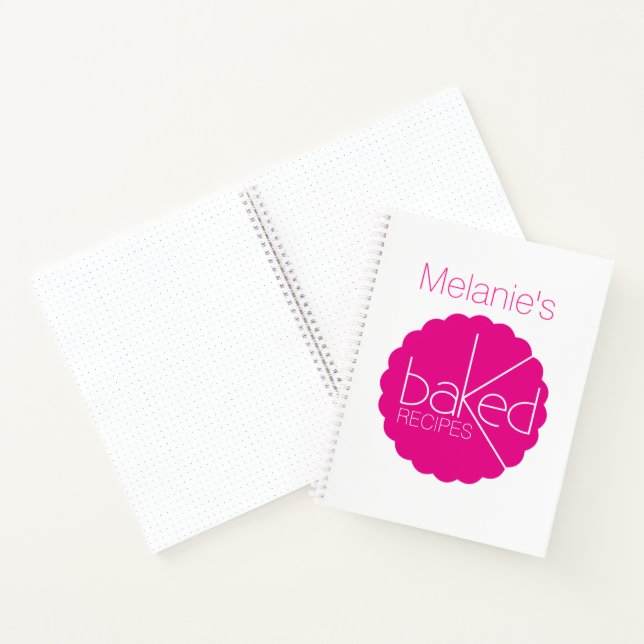 Baked recipes cooks pink white scalloped pan notebook (Inside)
