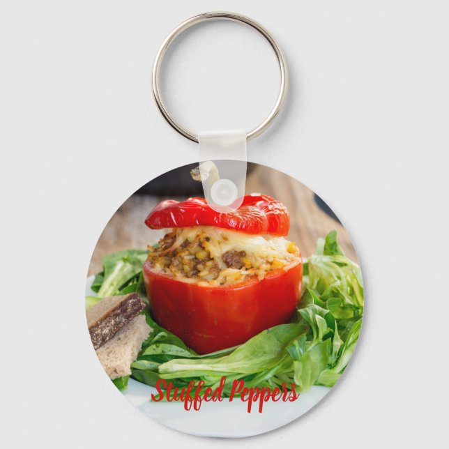 Baked Stuffed Peppers with meat sauce and cheese Key Ring (Front)