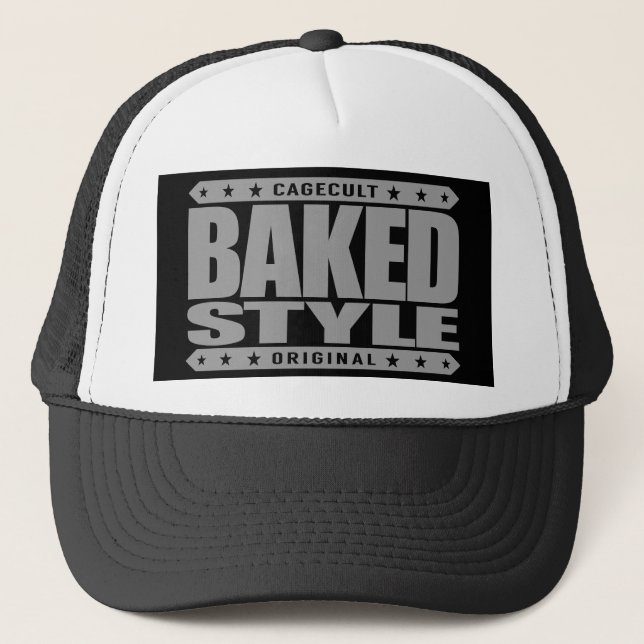 BAKED STYLE - The World of Green Smoke Serpents Trucker Hat (Front)