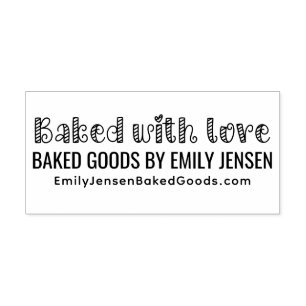 Baked with Love #1 Business Name Website URL Self-inking Stamp