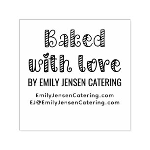 Baked with Love #2 Business Name Website URL Self-inking Stamp