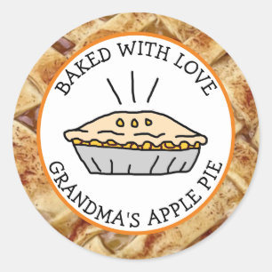 Baked with Love, Apple Pie Personalised Classic Round Sticker