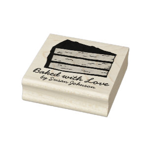 Baked with Love Baked By Layer Cake Bakery Foodie Rubber Stamp