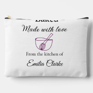 Baked with love bakery business add name texture l accessory pouch