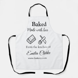 Baked with love bakery business add name texture l apron