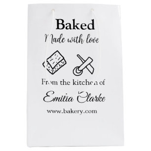 Baked with love bakery business add name texture l medium gift bag