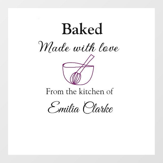 Baked with love bakery business add name texture l window cling (Sheet)