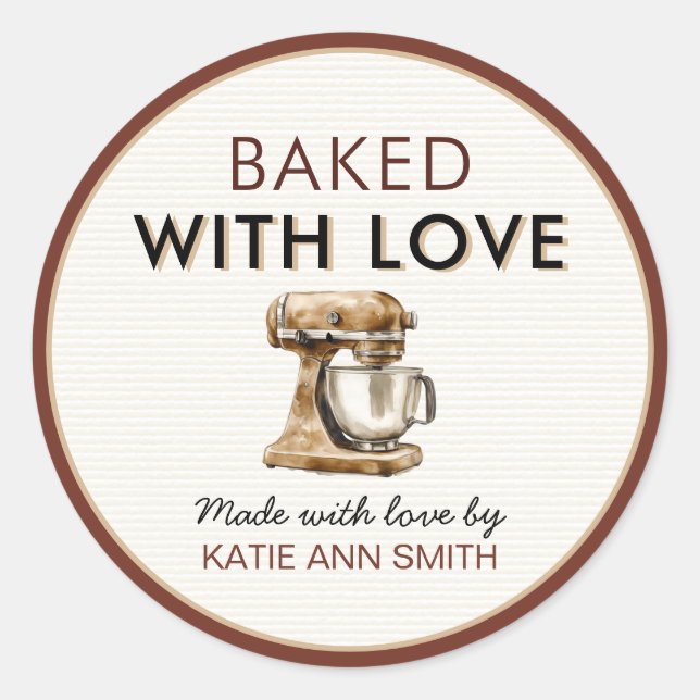 Baked With Love Bakery Goods Label Stickers  (Front)