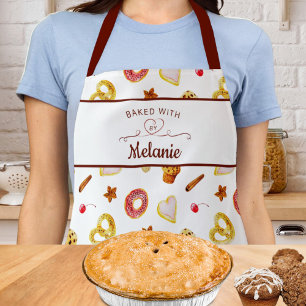 BAKED WITH LOVE Bakery Pattern Personalised Apron
