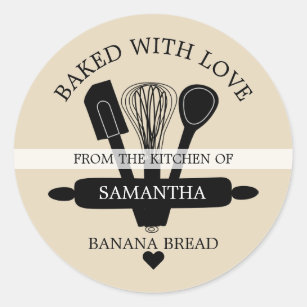 Baked With love Banana Bread From The Kitchen Of Classic Round Sticker