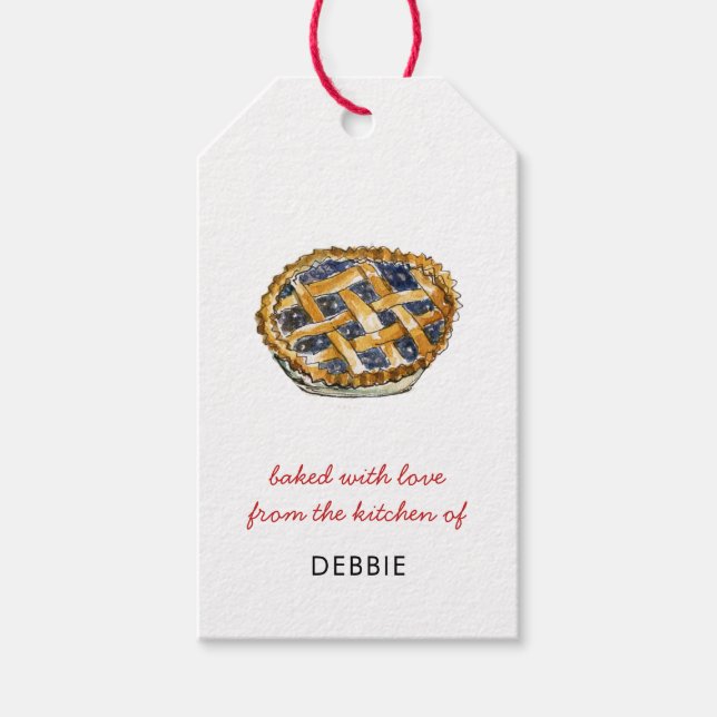 'Baked with love' Blueberry Pie Gift Tags (Front)