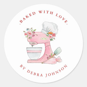 Baked with Love Cake Mixer Baking Classic Round Sticker
