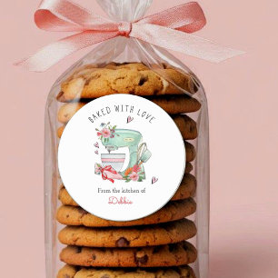 Baked with Love Cake Mixer watercolor  Classic Round Sticker