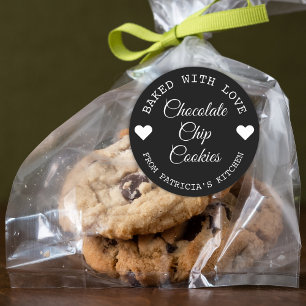 Baked With Love Choco Cookies Black And White    Classic Round Sticker