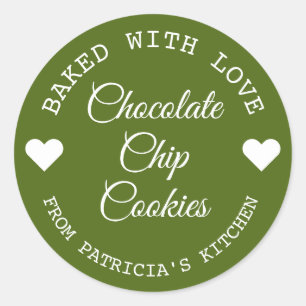 Baked With Love Choco Cookies Green And White  Classic Round Sticker
