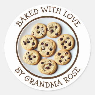 Baked with Love Chocolate Chip Cookies Classic Round Sticker