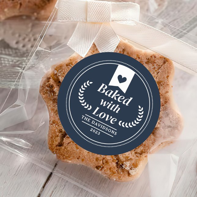 Baked with love Christmas Holiday Baking Classic Round Sticker (Creator Uploaded)
