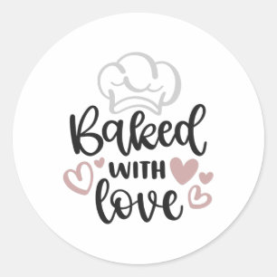 Baked with love classic round sticker