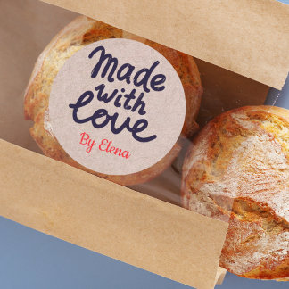 Baked with love Craft Paper Classic Round Sticker