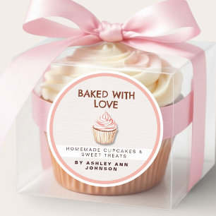 Baked With Love Cupcake Stickers Bakery Labels