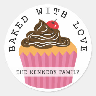 Baked With love Cupcakes From The Kitchen Of   Classic Round Sticker