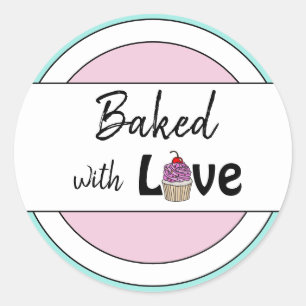 Baked with Love Cute Cupcake Pastel Colours Classic Round Sticker