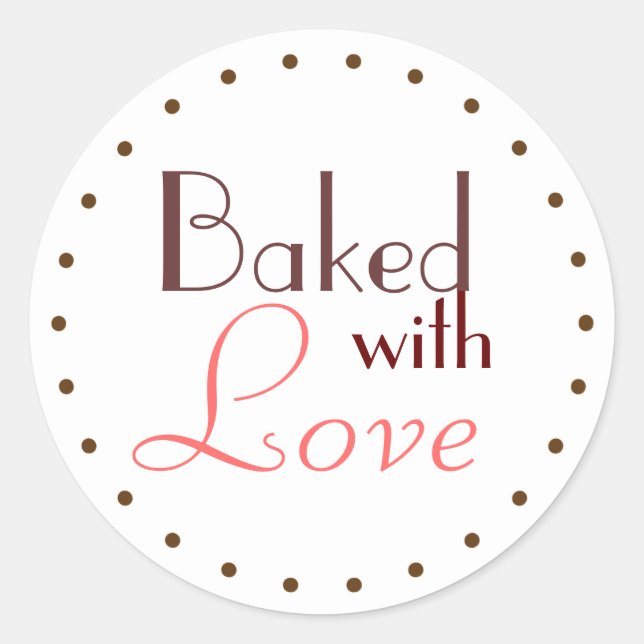 Baked With Love Decorative Circle Classic Round Sticker (Front)