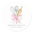 Baked With Love Elegant Pink Bow Personalised 
