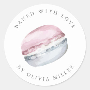Baked With Love Elegant Pink Macarons Pastry Classic Round Sticker