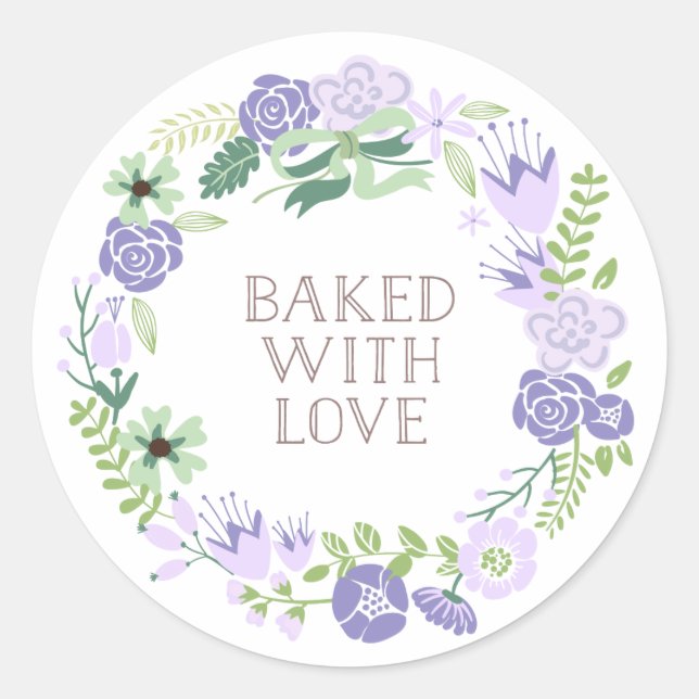 Baked with Love Floral Wreath | Thank You Stickers (Front)