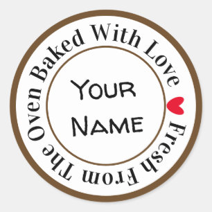 Baked With Love Fresh From the Oven in Black Choco Classic Round Sticker