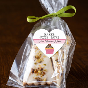 Baked With Love From The Kitchen Of Personalized Heart Sticker