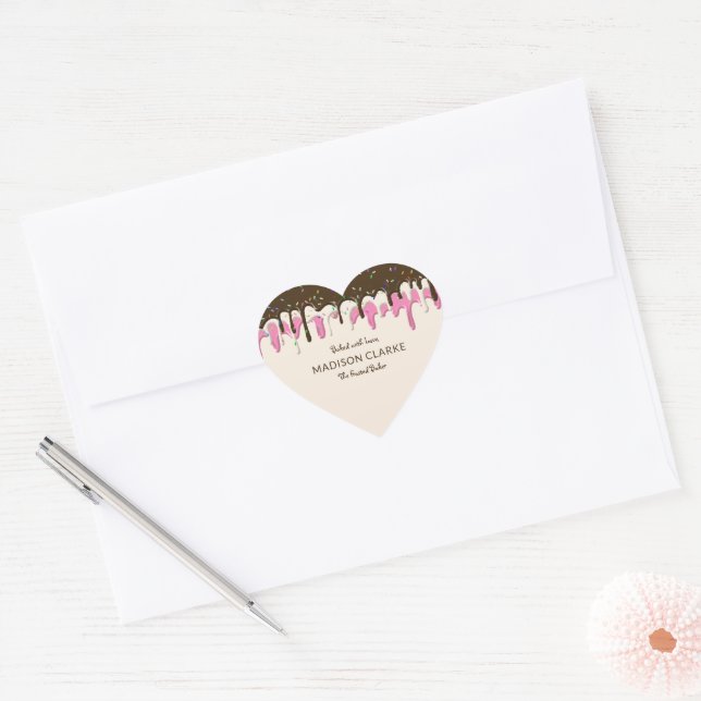 Baked with Love Frosting Sprinkles Baker Bakery Heart Sticker (Envelope)