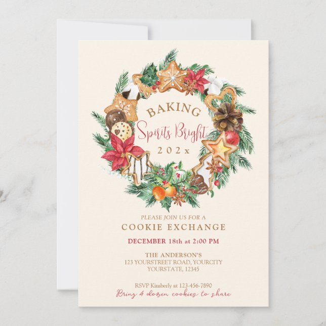 Baked with love Gingerbread Cookies exchange Invitation (Front)