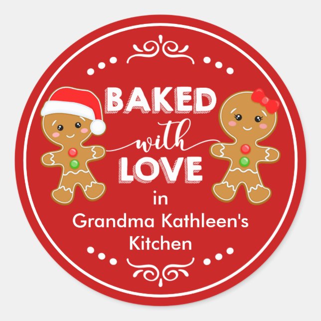 Baked with Love Gingerbread Kids Baking Classic Round Sticker (Front)