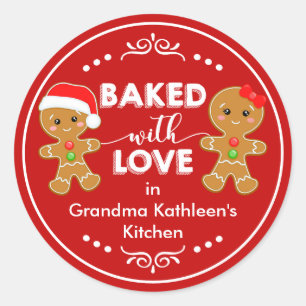 Baked with Love Gingerbread Kids Baking Classic Round Sticker
