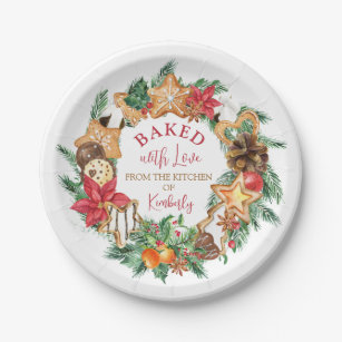 Baked with love Gingerbread wreath Christmas Paper Plate