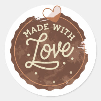Baked With Love Heart Classic Round Sticker