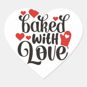 "Baked with Love" ❤  Heart Sticker