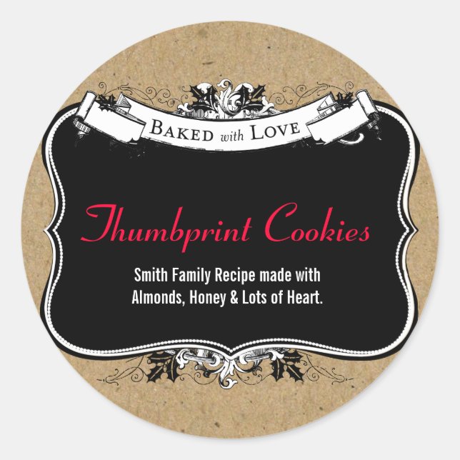 Baked With Love Holiday Cookie Gift Label (Front)