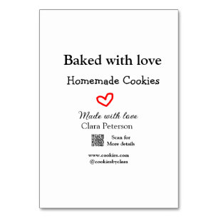 Baked with love home cookies add QR made with love Table Number