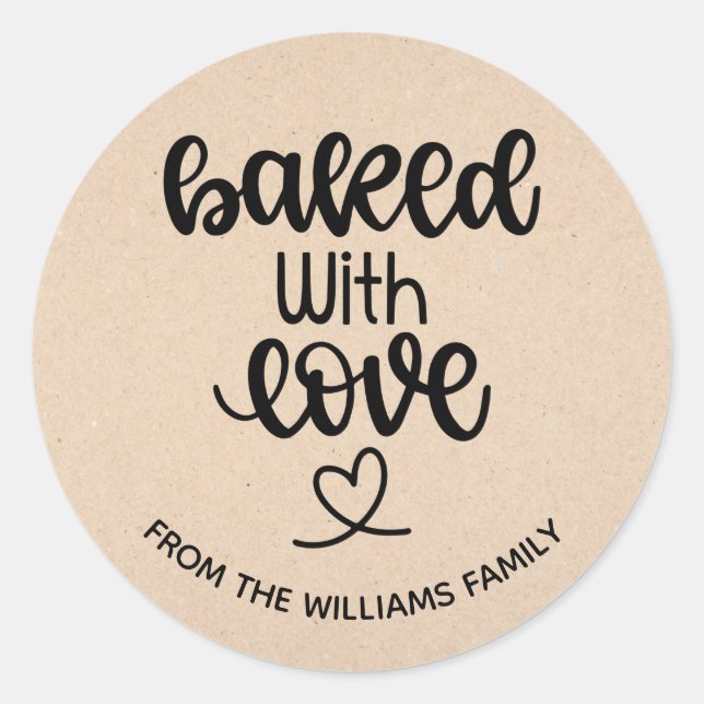 Baked With Love Homemade Baked Goods Gift Classic Round Sticker (Front)