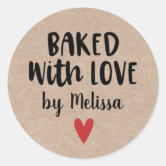 Baked with Love Homemade Kraft Sticker (Front)