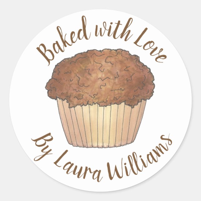 Baked With Love Homemade Muffins Baking Kitchen Classic Round Sticker (Front)