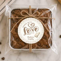 Baked With Love Neutral Gingham Personalised
