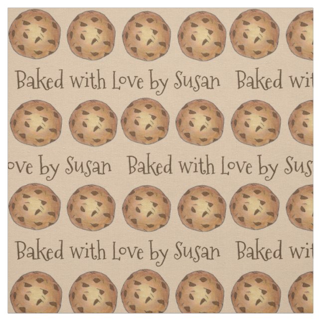 Baked with Love Personalised Chocolate Chip Cookie Fabric (Swatch)