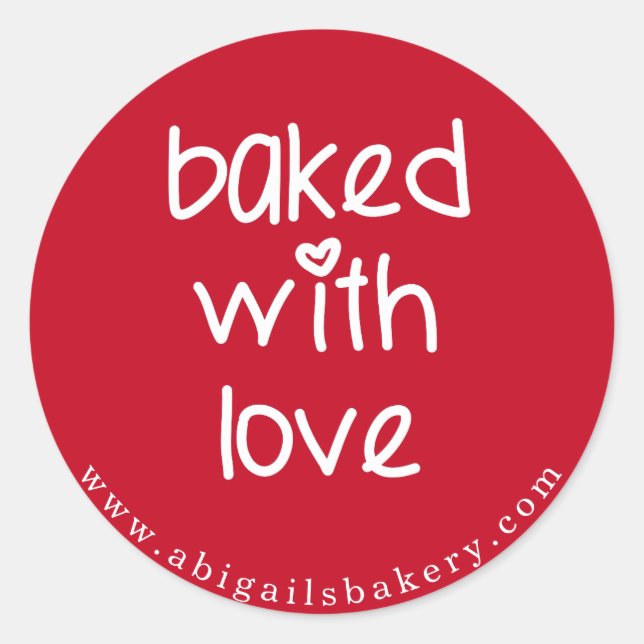 Baked with Love - Personalised Custom Colour Classic Round Sticker (Front)